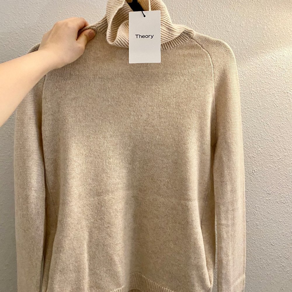 [NEW] THEORY oatmeal 100% soft cashmere sweater
